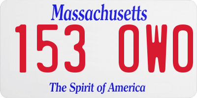 MA license plate 153OW0