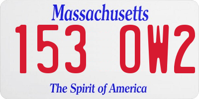 MA license plate 153OW2