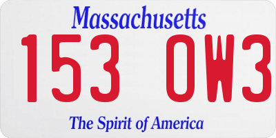 MA license plate 153OW3