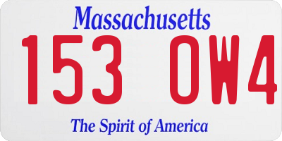 MA license plate 153OW4