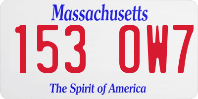 MA license plate 153OW7