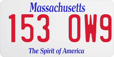 MA license plate 153OW9