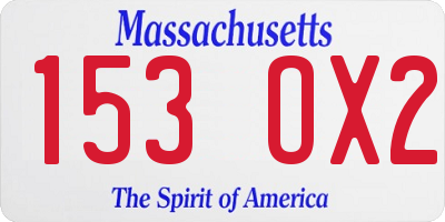 MA license plate 153OX2