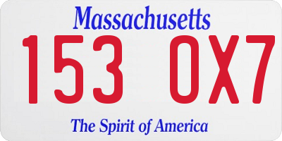MA license plate 153OX7
