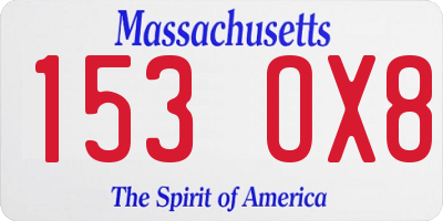 MA license plate 153OX8