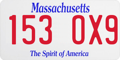 MA license plate 153OX9