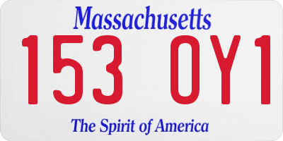 MA license plate 153OY1