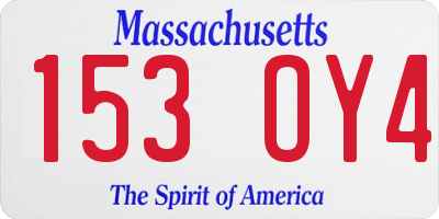 MA license plate 153OY4