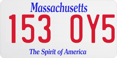 MA license plate 153OY5