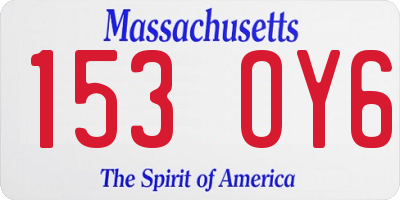 MA license plate 153OY6