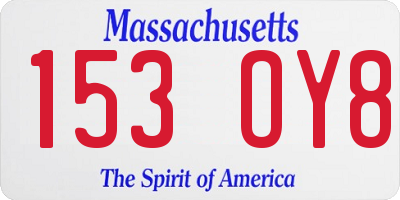 MA license plate 153OY8