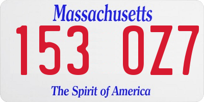 MA license plate 153OZ7
