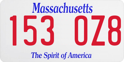 MA license plate 153OZ8