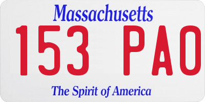 MA license plate 153PA0