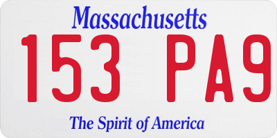MA license plate 153PA9