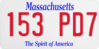 MA license plate 153PD7