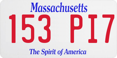 MA license plate 153PI7