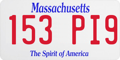MA license plate 153PI9