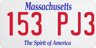 MA license plate 153PJ3