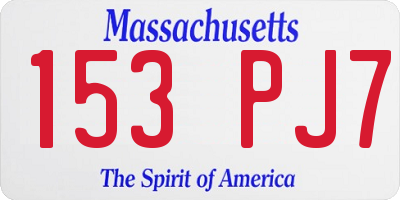 MA license plate 153PJ7