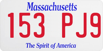 MA license plate 153PJ9