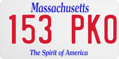 MA license plate 153PK0