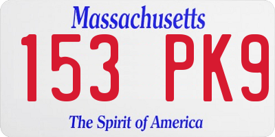 MA license plate 153PK9