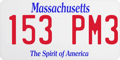 MA license plate 153PM3