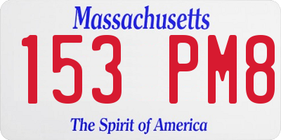 MA license plate 153PM8