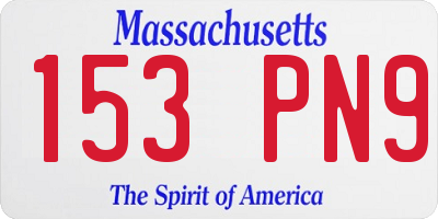 MA license plate 153PN9