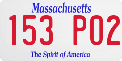 MA license plate 153PO2