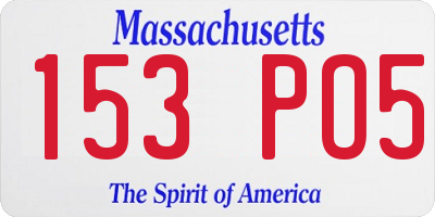 MA license plate 153PO5