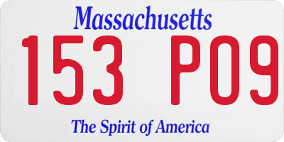 MA license plate 153PO9