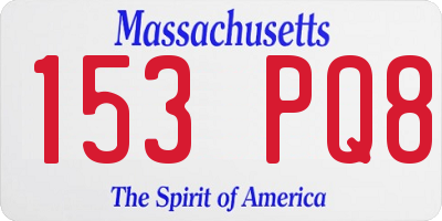 MA license plate 153PQ8
