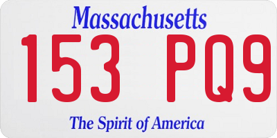MA license plate 153PQ9