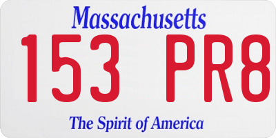 MA license plate 153PR8