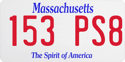 MA license plate 153PS8