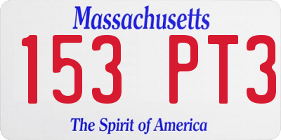 MA license plate 153PT3