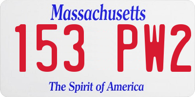 MA license plate 153PW2