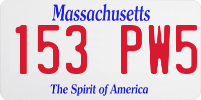 MA license plate 153PW5