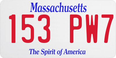 MA license plate 153PW7