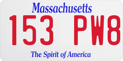 MA license plate 153PW8