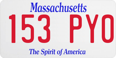 MA license plate 153PY0