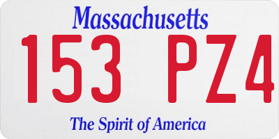 MA license plate 153PZ4