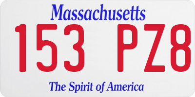 MA license plate 153PZ8