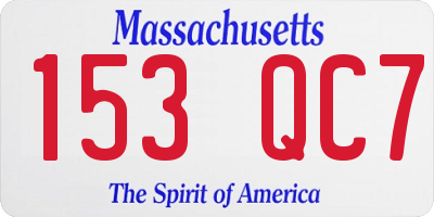 MA license plate 153QC7