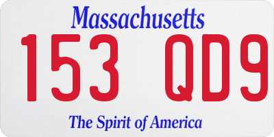 MA license plate 153QD9