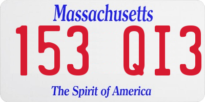MA license plate 153QI3