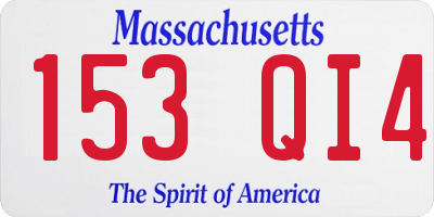 MA license plate 153QI4