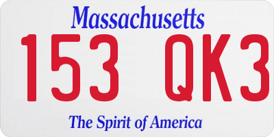 MA license plate 153QK3
